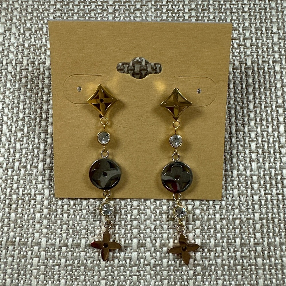 Mixed Metals Earrings, Gold, Silver, Rose Gold & CZ, New